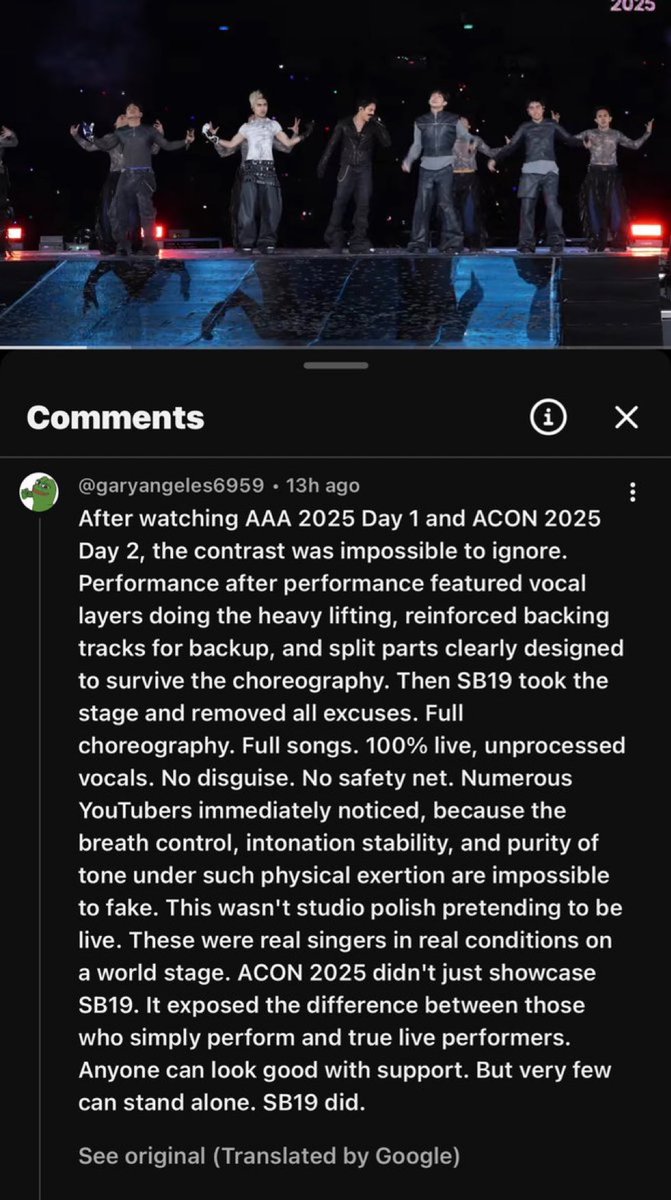 RachelL1963's tweet image. This was just one of the thousands of comments across all socmed platforms that proves people who don't really know them were left in awe after @SB19Official's performance in ACON 2025. This, after flying in from Australia two hours after they finished the Sydney leg.
