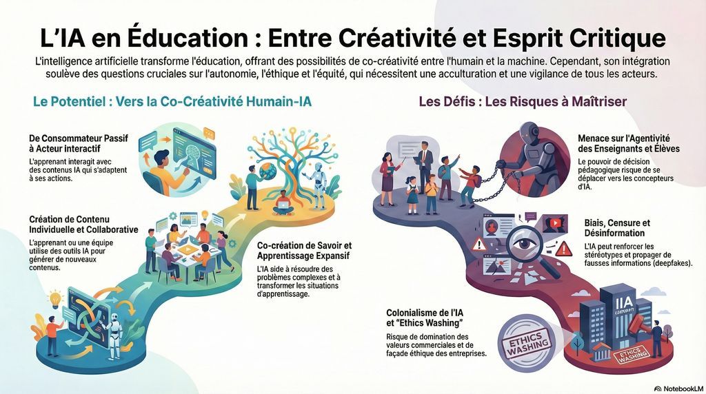 sophiaefrance's tweet image. 🤖 L’IA en éducation ne doit pas se limiter à l’automatisation. Et si elle devenait un partenaire créatif de l’apprentissage ? 
Cet article de #recherche défend des usages favorisant créativité, réflexion et agentivité des enseignants et des élèves. 
🔗 edunumrech.hypotheses.org/15778