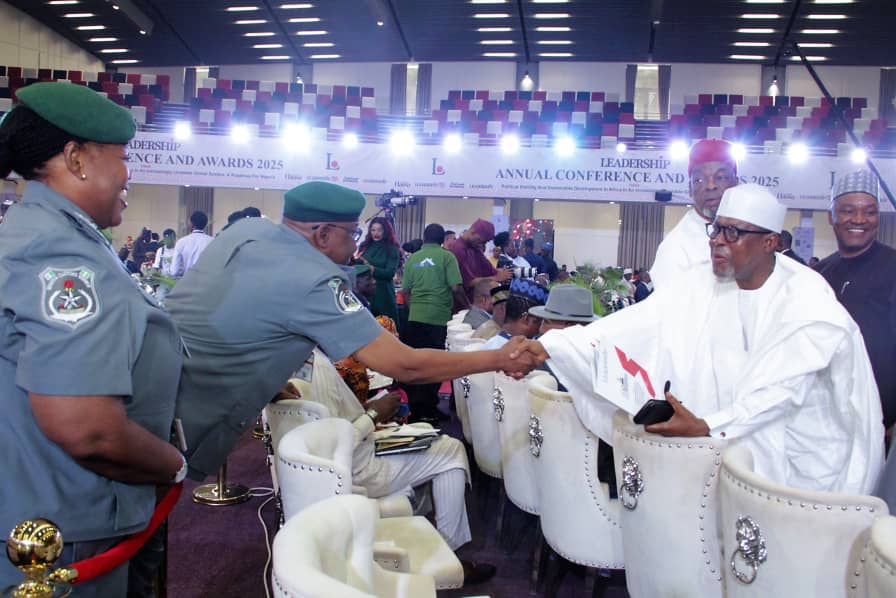 officialpccng's tweet photo. The Honourable Chief Commissioner of the Public Complaints Commission, Honourable Bashir Abubakar, MFR, joined other prominent Nigerians at the 18th Edition of the Leadership Annual Conference and Awards themed “Political Stability and Sustainable Development in Africa in an Increasingly Unstable Global System: A Roadmap for Nigeria" held at the Ahmed Bola Tinubu International Conference Centre in Abuja on Thursday.