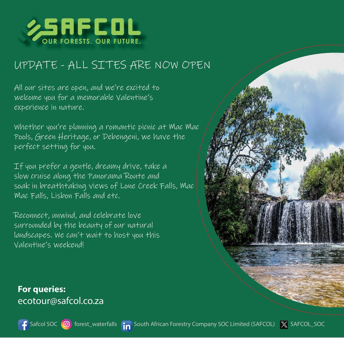 All our sites are open, and we’re excited to welcome you for a memorable Valentine’s experience in nature.