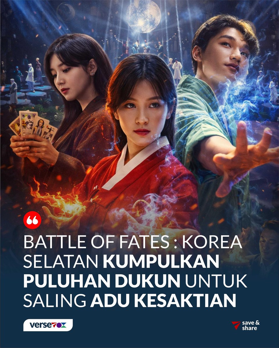 versevoxid's tweet image. Abis adu otot &amp;amp; masak, Korsel malah adu khodam! Di Battle of Fates, puluhan dukun &amp;amp; peramal adu mekanik baca nasib. Fix bakal unhinged banget! 

#versevox #battleoffates #kentertainment