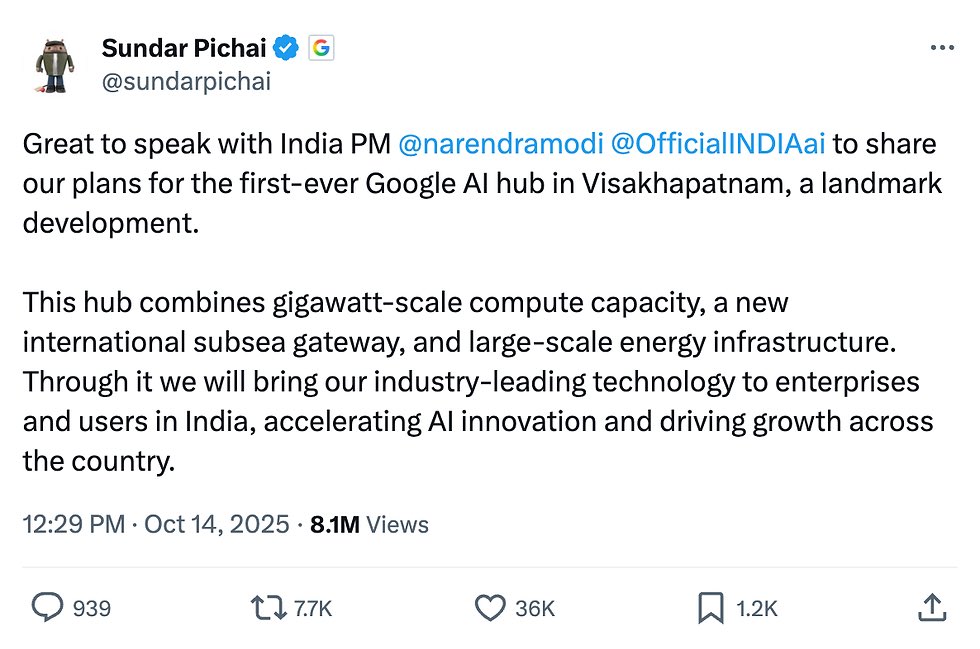debugerpogo's tweet photo. .@YSRCParty : ‘Jagan brought Google! Adani’s ours! Even Airtel’s from YSR era!’ 😂 Bro, wake up.

Adani MoU? Signed Jan 2019 under Naidu, no Google in sight. 

Google’s $15B AI hub? Fresh Oct 2025 deal, Adani builds, Airtel connects cables, ALL new, no @ysjagan fingerprints. 

And Airtel? Their Google tie-up dropped same day 2025, not 2009 when YSR was CM. Stop dragging granddad into this. 🤣

it’s embarrassing. 

Facts > fiction. 

#CreditChoriExposed