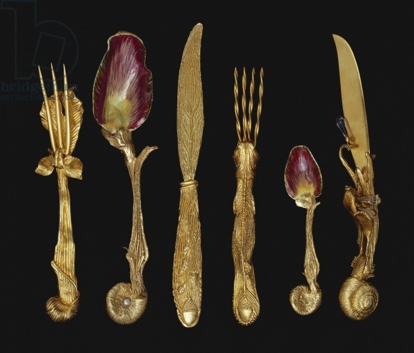 Salvador Dali silver-gilt cutlery, 1957