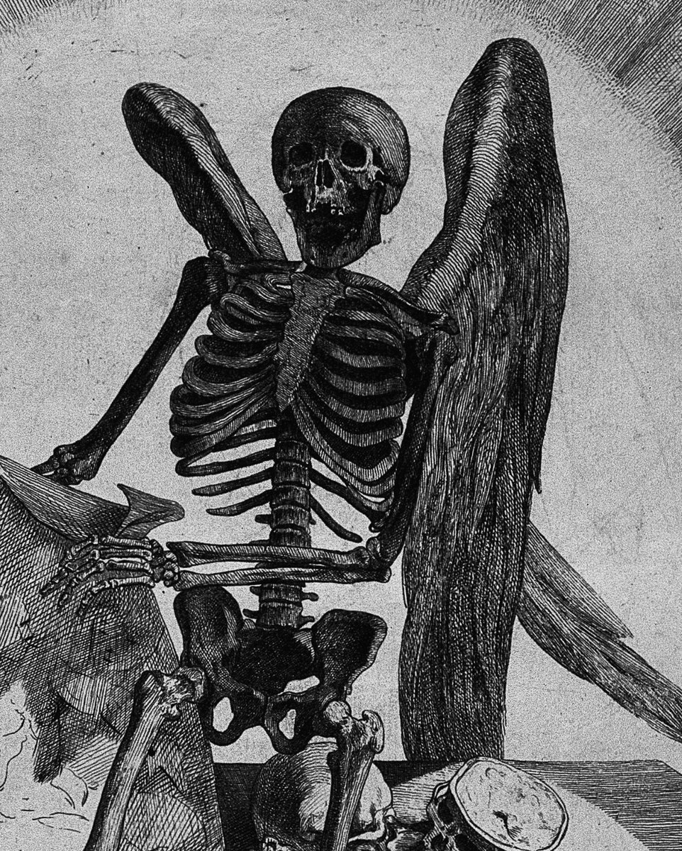 A winged skeleton (1779), etching by Jacques Gamelin (1738-1803)