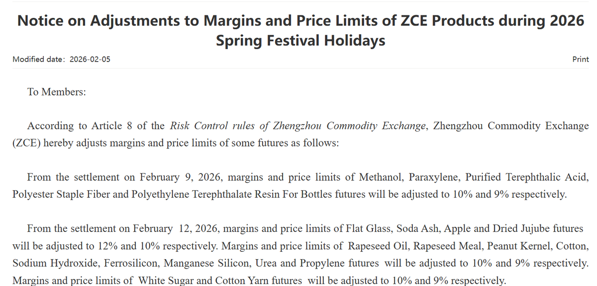 SYWGOfficial's tweet photo. ZCE:Notice on Adjustments to Margins and Price Limits of ZCE Products during 2026 Spring Festival Holidays   https://t.co/134VO9RTTR https://t.co/Hw0Z8Lkp7q