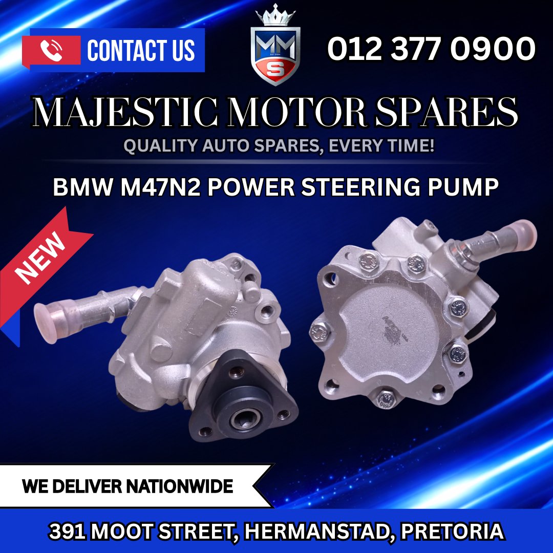 SpareMotor's tweet image. BMW M47N2 Power Steering Pump – New | For Sale
#BMWM47N2 #PowerSteeringPump #NewBMWParts #BMWSpareParts #SteeringComponents #EngineParts #BMWSparesForSale
View online: majesticmotorspares.co.za/product/bmw-m4…