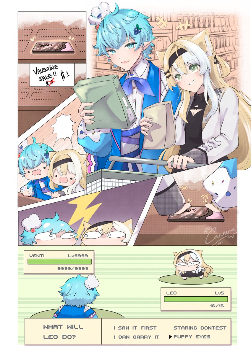 Happy Valentines Day Everyone!

Make sure to get your "so" them flowers and chocolate they deserve!

That said <a href="/NotVenti/">Venti 🐾</a> 
“Why are you staring at my chocolate like we share groceries?”... "Why are you grabbing it?"

Art~ <a href="/CaneeraW/">Caneera🦀Kani</a> 
#VtubersUprising #Vtubers