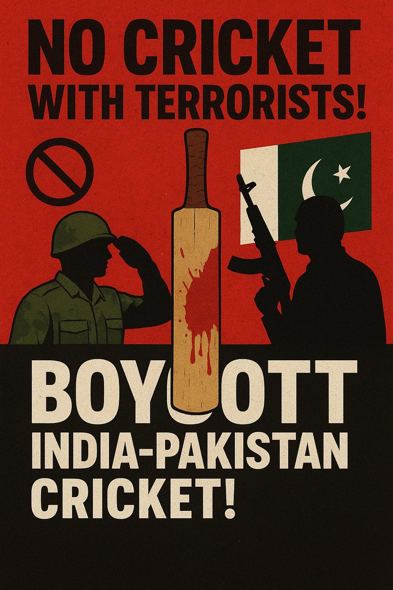 Boycott is a democratic statement.
It says: Until terrorism concerns are addressed transparently, there can be no “business as usual.”

🇮🇳The nation comes before sport. India’s self-respect is not for sale.

No Cricket With Terror Country!!! #Boycott_INDvsPAK 

<a href="/BCCI/">BCCI</a>