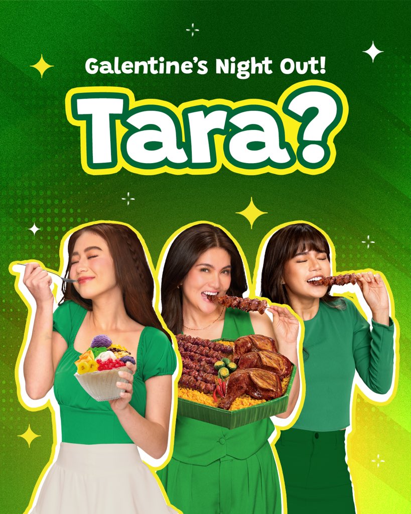 MangInasalPH's tweet photo. GALENTINE’S DAY NA! Where them girls at? 🤩💚💛 https://t.co/uUtxLGIr61