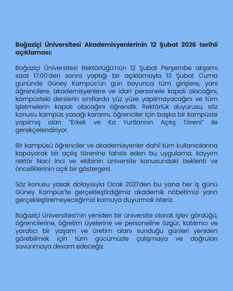 12 Şubat açıklamamız.