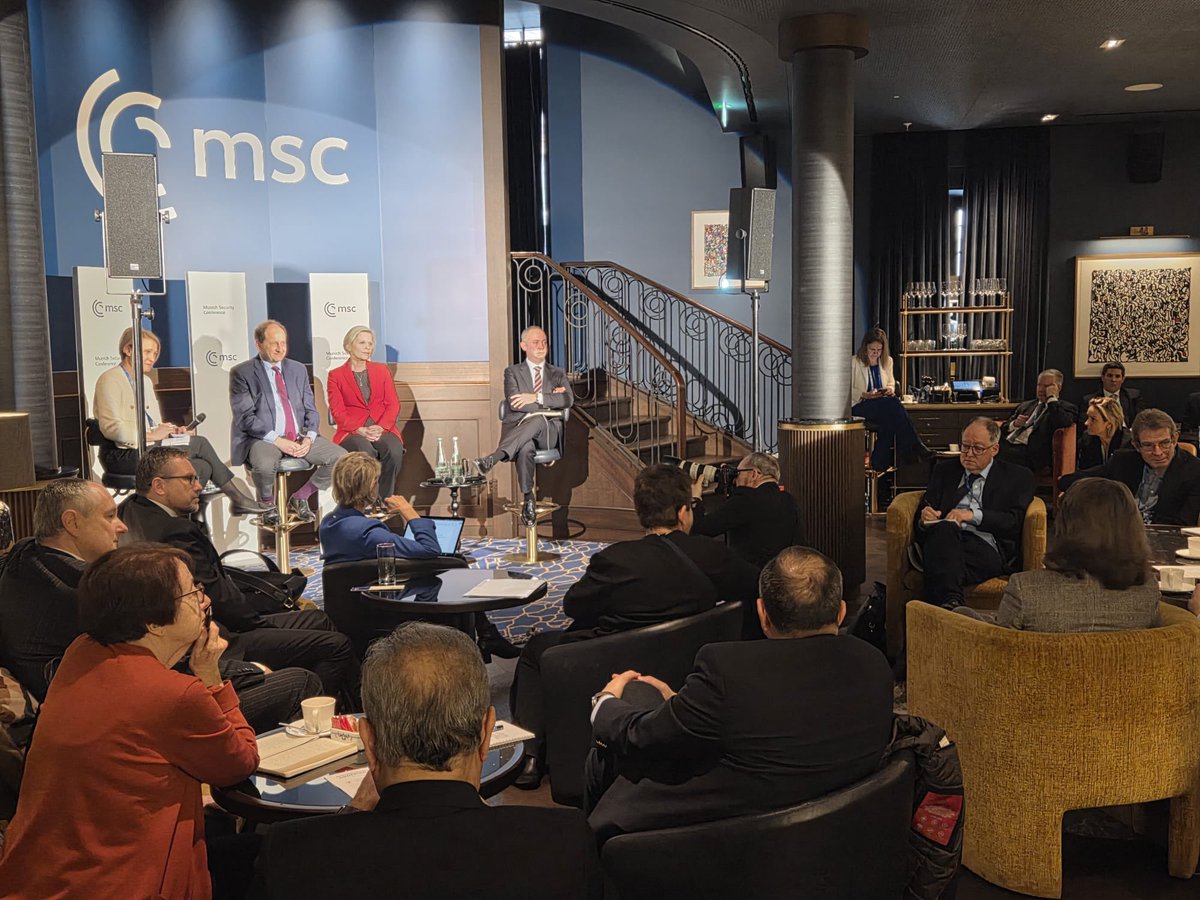 GEReastbound's tweet photo. Russia is not achieving its strategic goals in its war of aggression against 🇺🇦. Our #MSC2026 Panel shed light on the prize Russia is paying. There are cracks in the system. 🇪🇺, along with the 🇺🇸, have to stay in the game in the long run! 💪🏼 1/2 https://t.co/NmTmjw44Ts