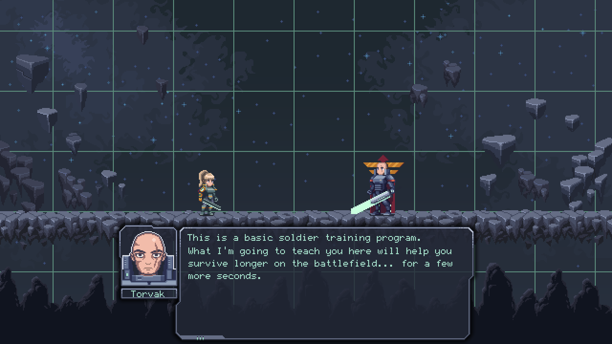 nComradeSR's tweet photo. What kind of action game can do without muscular, tough men in power armor? 😁 #gamedev #indiedev #pixelart #indiegame #starrise #Construct3 https://t.co/0sACcC5L1M