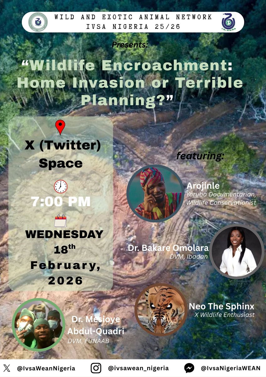With the ever growing human population, there is need for balance between man and animals. Who owns landspace and who doesnt?

Feauturing:
<a href="/arojinle1/">Arojinle</a>
<a href="/dr_olayideh/">Dr Bakare Omolara</a>
<a href="/DRealist009/">NeoTheSphinx</a>
<a href="/q_mesioye/">MESIOYE ABDUL-QUADRI AYOMIDE</a>

Join us as we tackle if Wildlife Encroachment, is Home Invasion or just terrible planning.