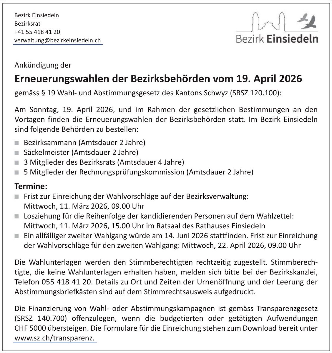 #Einsiedeln #Wahlen #Bezirksrat #RPK - #Liegenschaften