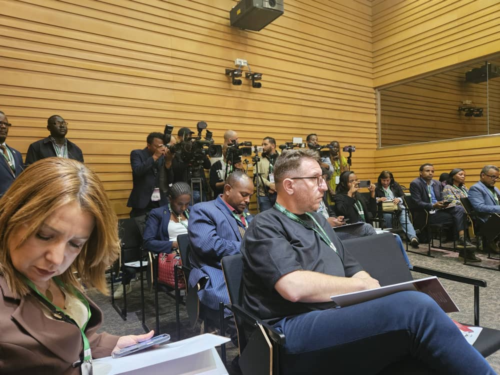 court_afchpr's tweet photo. The @AfricanCourt on Human and Peoples'​ Rights just held a press briefing where it shared updates on its work while marking 20 years (2006-2026) of protecting human and peoples' rights in Africa.

The briefing was held on the sidelines of the 39th AU @africanunion Summit taking place from 11-15 February in Addis Ababa, Ethiopia.

The Court's Vice President Hon. Justice Bensaoula Chafika, flanked by Deputy Registrar of the Court Grace Wakio Kakai, highlighted the work and impact of the Court over the past two decades and its continued commitment to protection of its mandate across the continent.

You can watch the full briefing here:
https://t.co/fXmBcaBnWg

#africancourt20 #AU39 #humanrightsafrica #accesstojustice #africanunion #africancourtat20