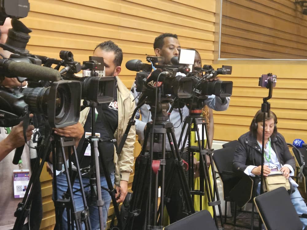 court_afchpr's tweet photo. The @AfricanCourt on Human and Peoples'​ Rights just held a press briefing where it shared updates on its work while marking 20 years (2006-2026) of protecting human and peoples' rights in Africa.

The briefing was held on the sidelines of the 39th AU @africanunion Summit taking place from 11-15 February in Addis Ababa, Ethiopia.

The Court's Vice President Hon. Justice Bensaoula Chafika, flanked by Deputy Registrar of the Court Grace Wakio Kakai, highlighted the work and impact of the Court over the past two decades and its continued commitment to protection of its mandate across the continent.

You can watch the full briefing here:
https://t.co/fXmBcaBnWg

#africancourt20 #AU39 #humanrightsafrica #accesstojustice #africanunion #africancourtat20