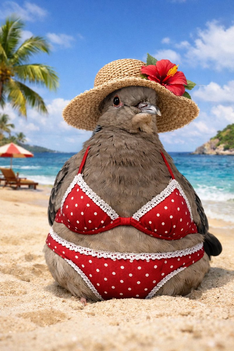 tocox's tweet image. 糸ちゃんサマーコレクション
🌴☀️ちと早いSUMMER🍧🌴

#ハト #ビキニ