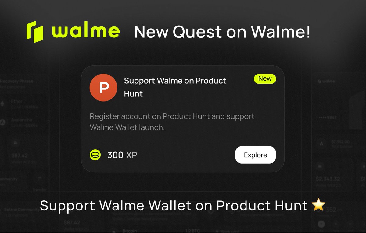walme_io's tweet photo. New Walme Quest Alert 🚨

We just dropped a new quest to support our Product Hunt launch.
Your upvote helps us win. Our XP helps you win.

The Math:
1️⃣ Follow the link in the Quest
2️⃣ Log in and click Upvote
3️⃣ Drop a few words in the comments — we’d love to hear your feedback!
4️⃣ Claim Reward

Potential Earnings:
⚪️ Free: 300 XP
💎 Premium: 3,000 XP

Let's push Walme to the top. 🚀
👉 https://t.co/hGibexIz9G

#Walme #ProductHunt #Airdrop #XP #Web3