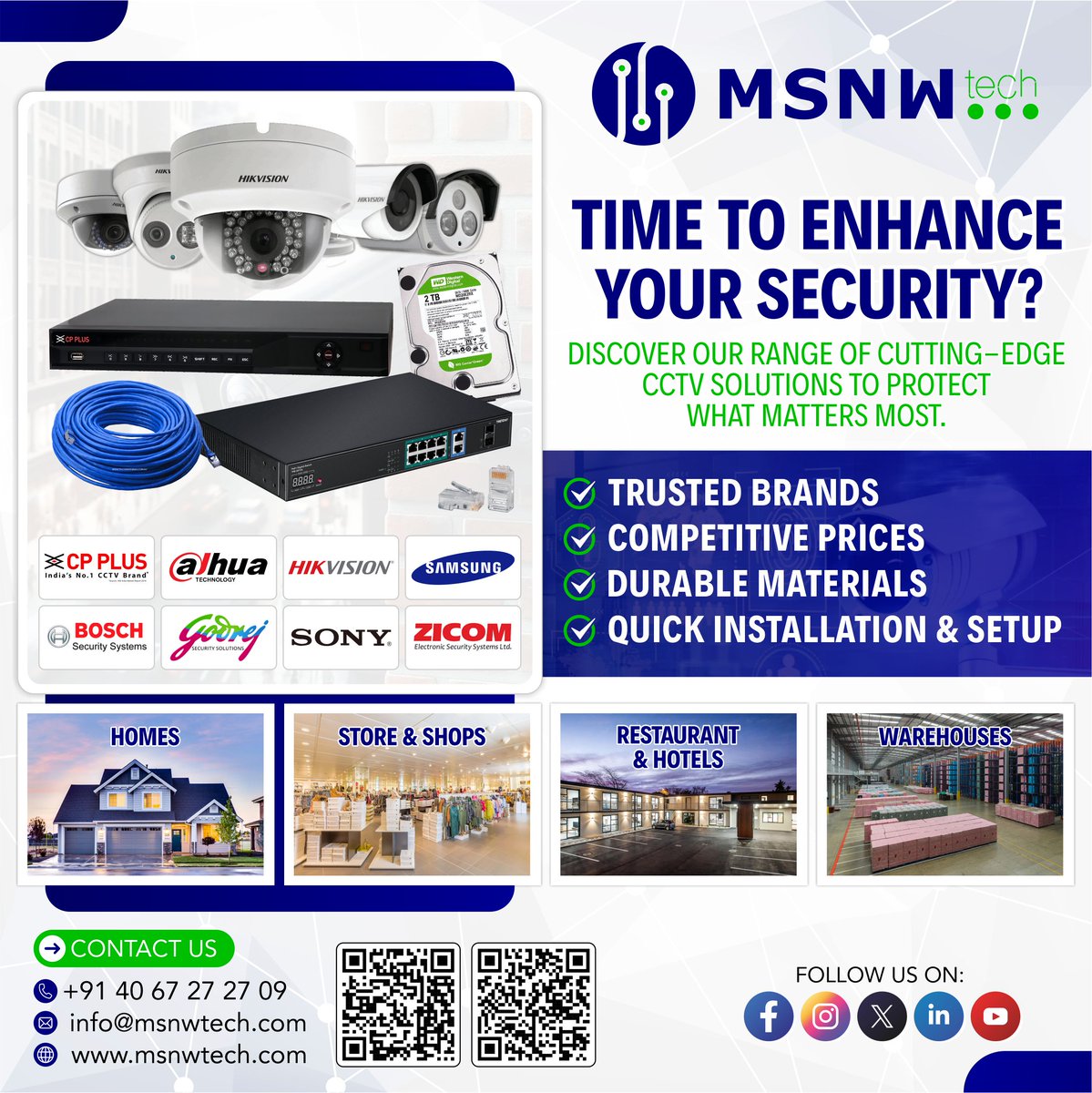 msnwtechpvtltd's tweet photo. 🔍 Looking for Reliable CCTV Solutions? Explore our range of security cameras for all your needs! 🎥🛡️
📞 Contact us now! +91 88869 13131 | +91 83415 59649 📧 Email: info@msnwtech.com
#CCTVSolutions #SecureWithMSNWTech #SurveillanceExperts #ReliableSecurity https://t.co/ehZ4c6S3ED