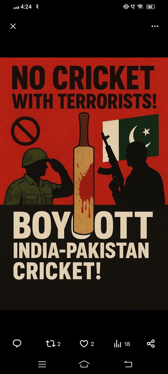 #Boycott_INDvsPAK
It’s not about hate. It’s about priorities. When it comes to India’s integrity and respect, there is no compromise. #BoycottINDvsPAK