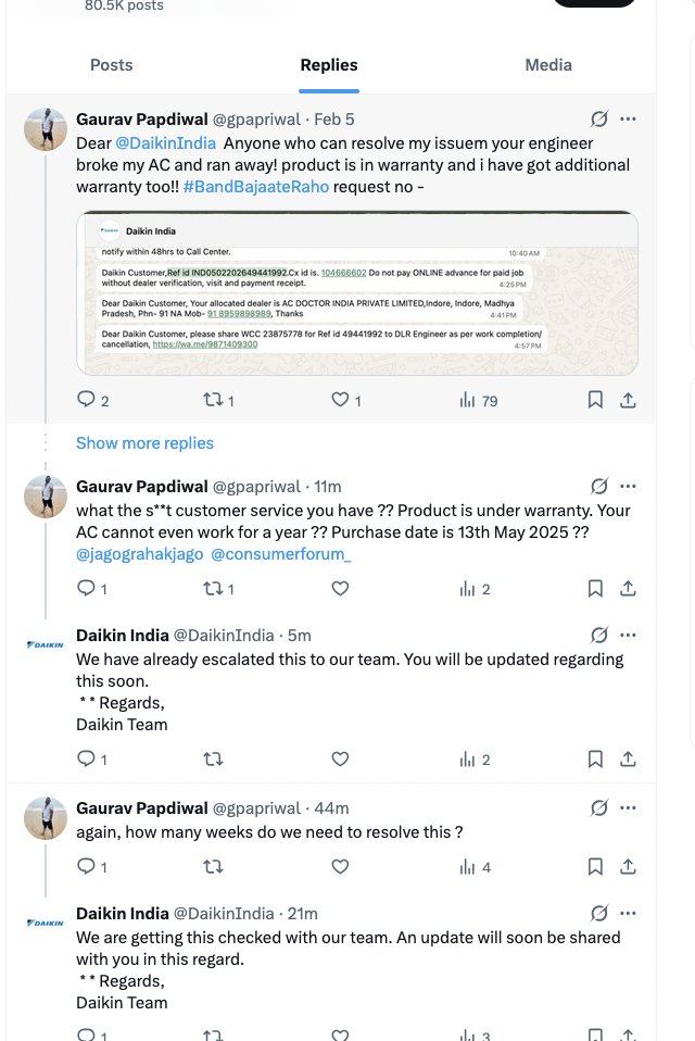 gpapriwal's tweet photo. Same Request Same Response from Last 9 days !!! @DaikinIndia @daikin https://t.co/litqcjpANE