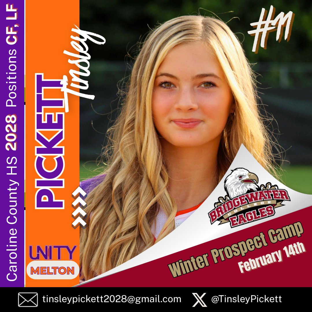 Hoping Tinsley <a href="/TinsleyPickett/">Tinsley Pickett</a> has a great time as she heads to the Bridgewater Softball Prospect Camp this weekend!! 🦅 <a href="/MegPlesko9/">Megan Pleskovic</a> <a href="/D_nucks1/">Delaney</a> <a href="/Bh2osoftball/">Bridgewater Softball</a>  <a href="/VAUnitySB/">Unity Softball</a>