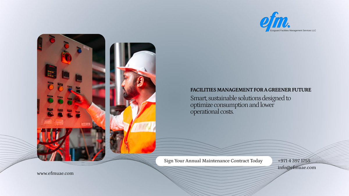 ECOGUARD2025's tweet photo. Smarter facilities. Lower costs. Greener future. 🌿
Optimize your building with Ecoguard Facilities Management.
📞 +971 4 397 1755 | 🌐 https://t.co/tVWzezRNFX
#FacilitiesManagement #Sustainability #SmartBuildings #UAE https://t.co/qxipEhvGup