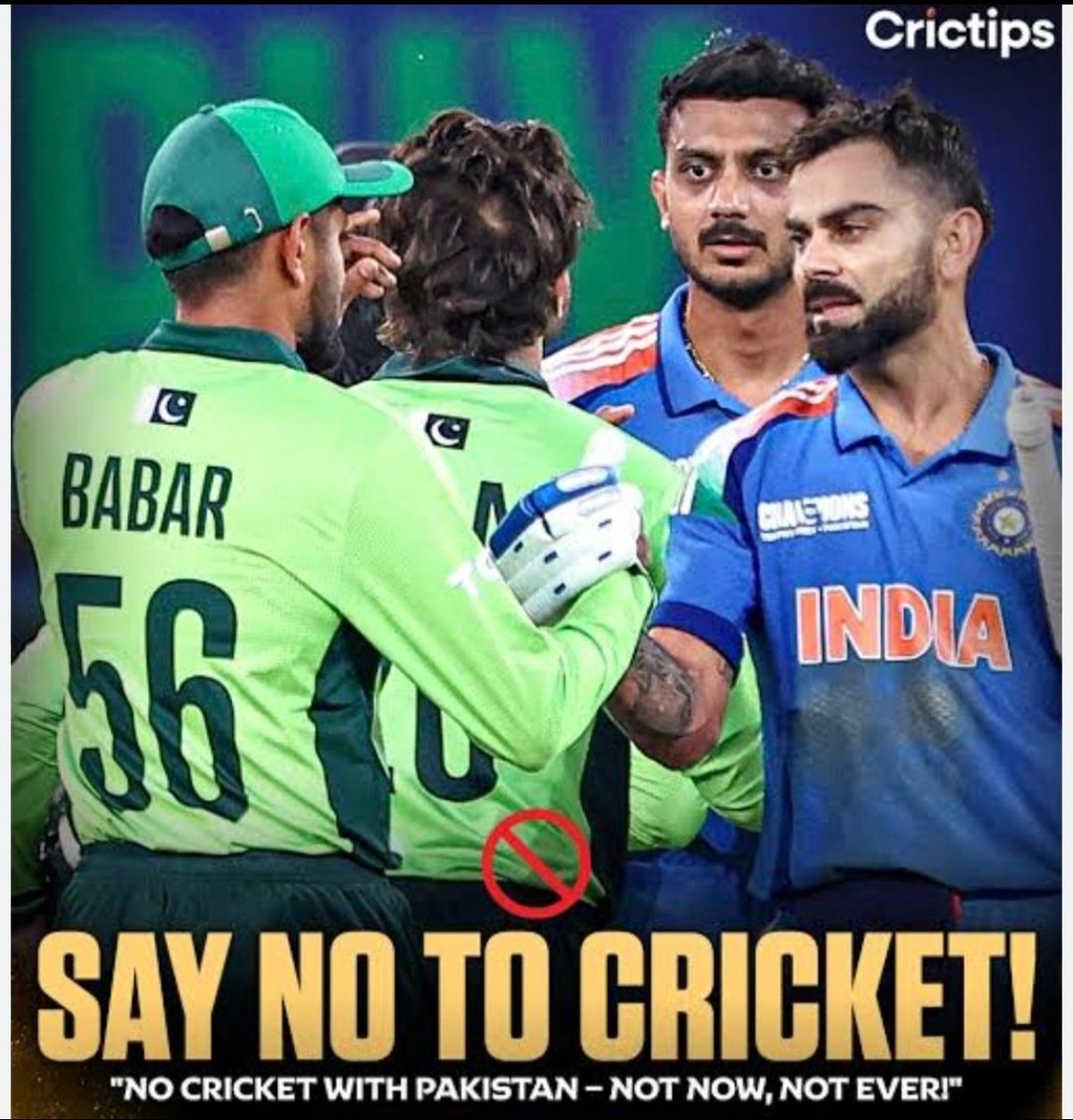 #Boycott_INDvsPAK

Mere avoidance of handshakes on the cricket field is not a sufficient protest against Pakistan; there should be neither cricket nor any diplomatic ties with them. "Bloodstains cannot be hidden
behind cricket jerseys," demanded the Hindu Janajagruti Samiti.