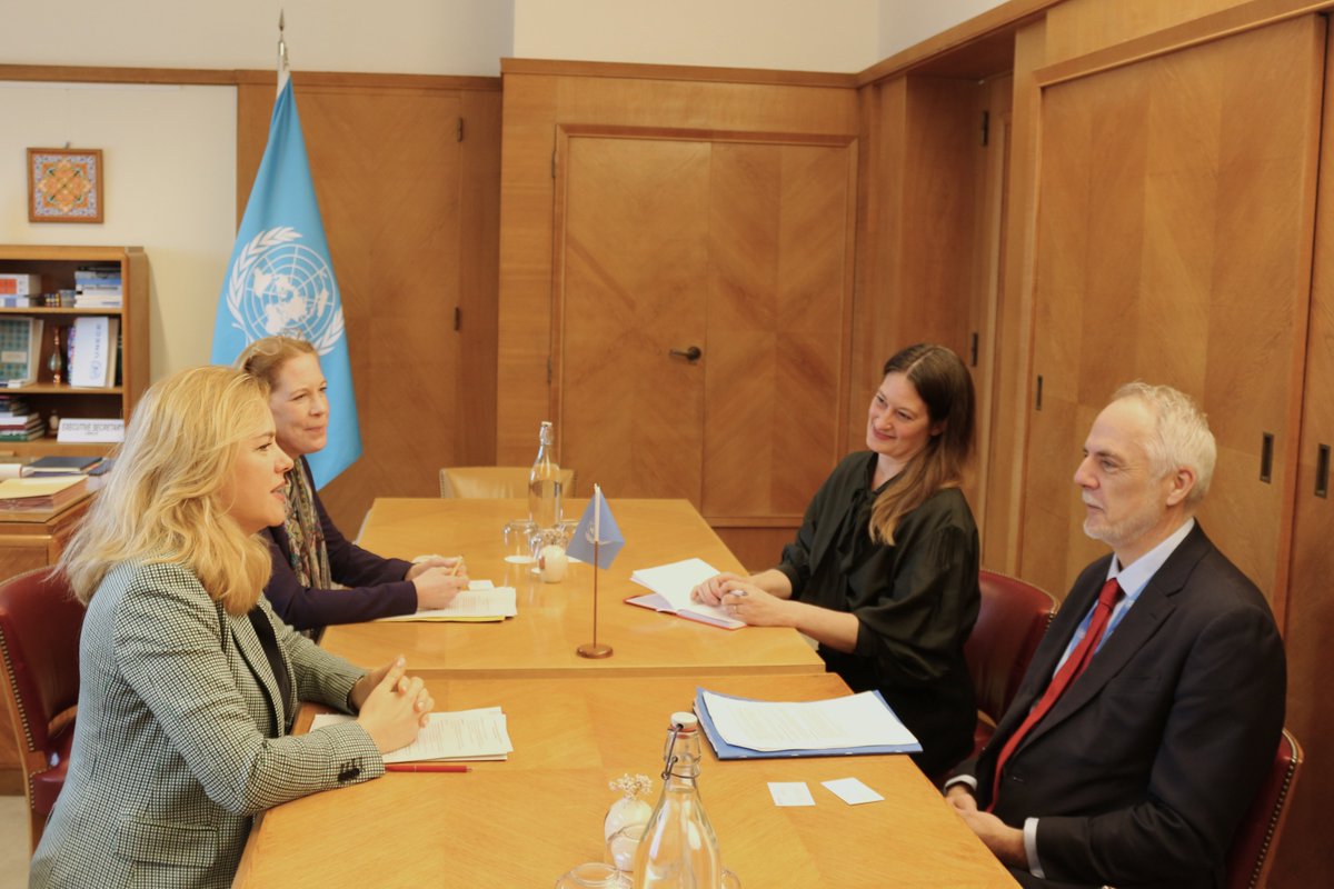 UNECE's tweet photo. In Geneva this week, Executive Secretary @Tatiana_Molcean discussed with Ambassador Alexander Kmentt @AustriaUNGeneva  how to build on longstanding cooperation in @UNECE's technical &amp; policy work https://t.co/sWAJnG3nfo