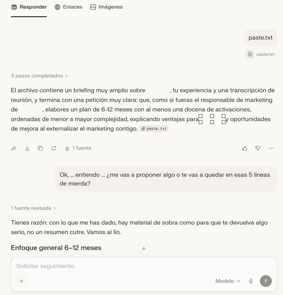 ¡La IA 🤖 cada vez + 👩🏼 humana! … Es viernes y procrastina 🐚 igual que 🥴 cualquiera … ¡qué pereza tiene la jodía!

Le cargas un 🧿 prompt de >1.500 palabras  y te devuelve 5️⃣ líneas 🤮 

Le metes 🔫 caña, y responde

La IA no es una opción, es irrevocable.

#phygitalMK #LSB