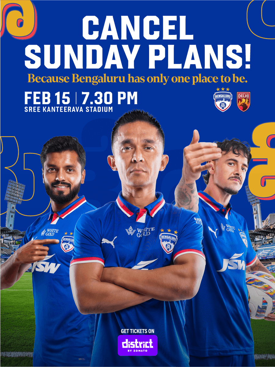 bengalurufc's tweet photo. This Sunday is on us, because football is back in ನಮ್ಮ ಊರು! 🔵

Get your tickets for #BFCSCD from: https://t.co/WJ9iHCWltj 🔗

#WeAreBFC https://t.co/JMvsZVZxEW
