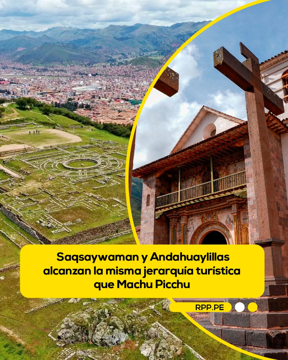 RPPNoticias's tweet photo. 🇵🇪👏 El Ministerio de Comercio Exterior y Turismo (Mincetur) otorgó la Jerarquía 4, la máxima distinción turística del país, al Parque Arqueológico Nacional de Saqsaywaman y al Templo de San Pedro Apóstol de Andahuaylillas, reconocido internacionalmente como la “Capilla Sixtina de América”.

Con este reconocimiento, el Perú alcanza un total de 14 recursos turísticos de nivel mundial. Esta distinción posiciona al Parque Arqueológico Nacional de Saqsaywaman y al Templo de San Pedro Apóstol de Andahuaylillas al mismo nivel que Machu Picchu, las Líneas y Geoglifos de Nasca y Palpa, y el río Amazonas.

📸: Mincetur

📲 Más información en https://t.co/2fG5AOY3HH