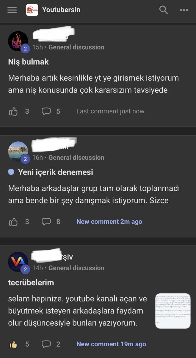 youtubersinn's tweet photo. Youtubersin topluluğu nasıl bir topluluk diye sorarsanız eğer niş bulmak isteyenlerin içerik denemesi yapmak isteyenlerin birbirlerine karşılıksız yardımcı olan 160+ kişinin bulunduğu youtube topluluğu

İçerideki herkese ayrı ayrı teşekkür ederim uzun uzun herkesin sorularını yanıtlayan profesyonel arkadaşlar, merak ettiklerini soran yeni başlayanlar, editör ve tasarımcı arkadaşlar herkes içeride tahmin ediyorum ki ileride bu toplulukta çok işbirliği içerisinde olan insan olacak.

Topluluğumuz istediğim yönde gidiyor ve bu çok sevindirci sizde eğer bu alanların bir tanesine ilgiliyseniz içeriye bekleniyorsunuz link profilde mevcut.