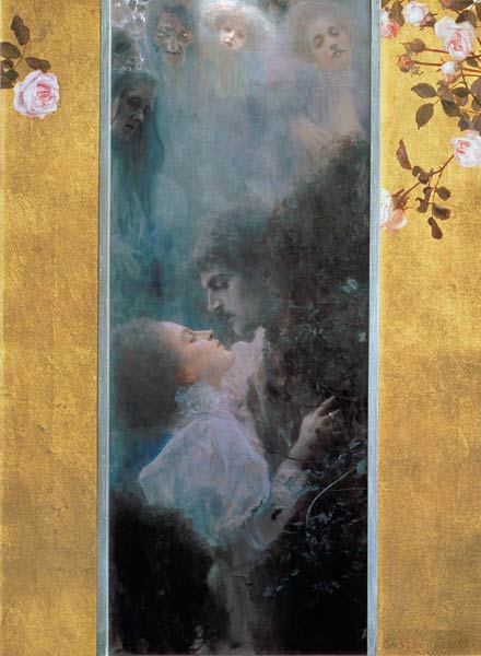 Love, by Austrian painter Gustav Klimt (1895). Kunsthistorisches Museum.