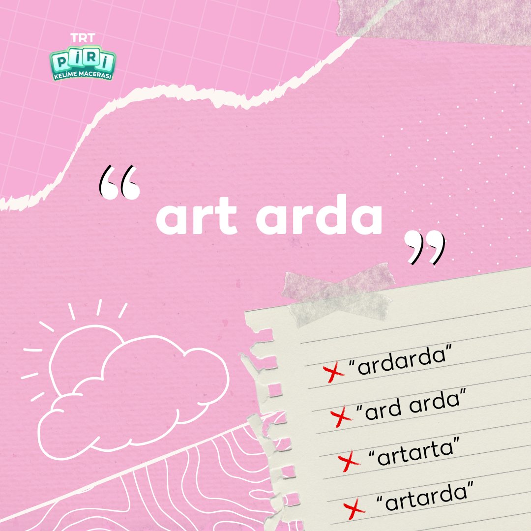 Yazılışı sıkça karıştırılan kelimelerden biriyle karşınızdayız! 👀

Unutma, kelimeleri yanlış yazarsan puan alamazsın. 🧠

Türkiye'nin kelime oyunu Piri, eğlenceli dünyasıyla kelimeseverleri bekliyor! 🤗

#TRTPiri #KelimeOyunu