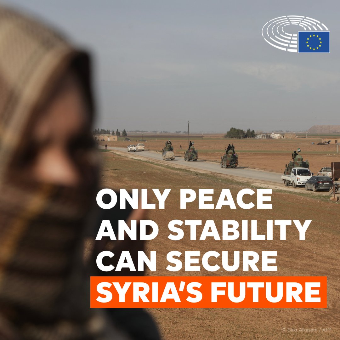Syria has the right to become a democratic, peaceful and inclusive country.

Any engagement with Syrian authorities must remain conditional on tangible progress on civilian protection and respect for the ceasefire, Parliament says.

Learn more: link.europa.eu/3bNCRm