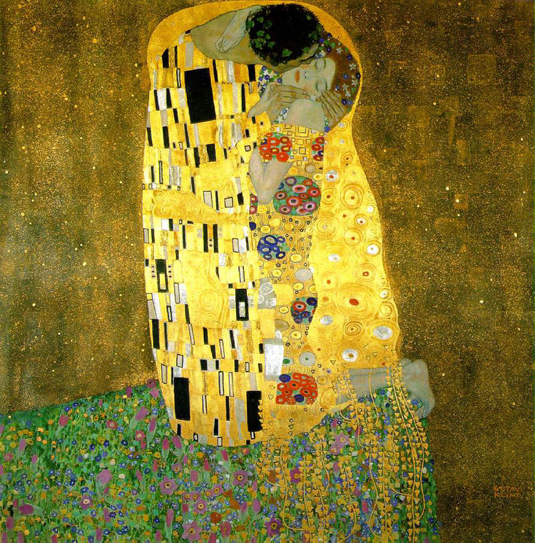 wikivictorian's tweet photo. The Kiss, by Austrian painter Gustav Klimt (1907-08). Österreichische Galerie Belvedere. https://t.co/e4HsB3mWdf