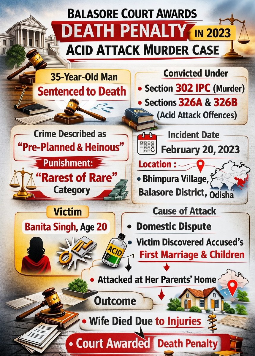 Balasore Court Awards Death Penalty in 2023 Acid Attack Murder Case In a landmark judgment sending a strong message against gender-based violence, the Special Court in Balasore today sentenced 35-year-old Chandan Rana