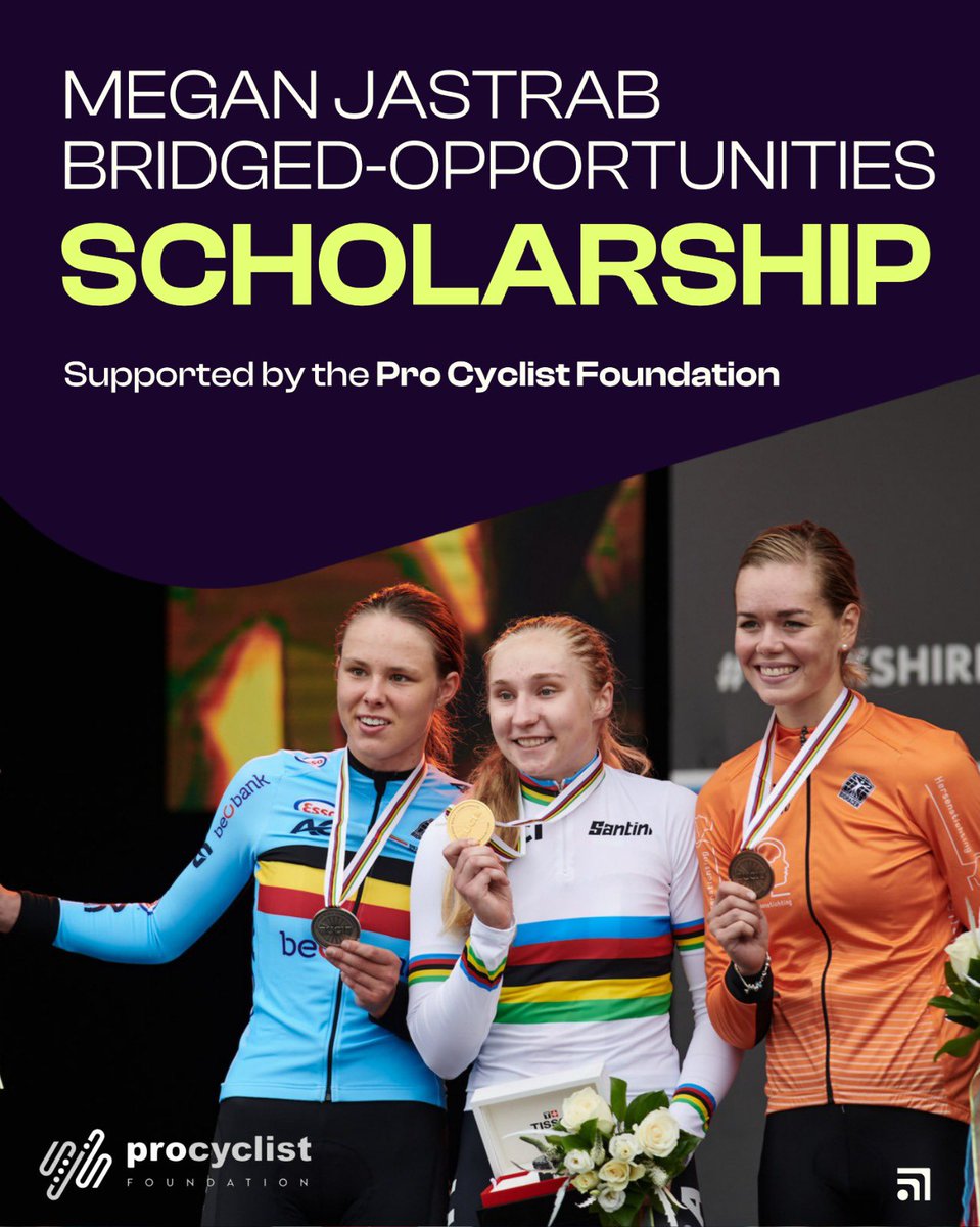 JastrabMegan's tweet photo. Exciting announcement 💜

I’m launching the Megan Jastrab Bridged Opportunities Scholarship with the Pro Cyclist Foundation! I’m so excited to see this come to life and look forward to seeing who is awarded the scholarship after this weekends race at Valley of the Sun! https://t.co/UeZR5X87xA