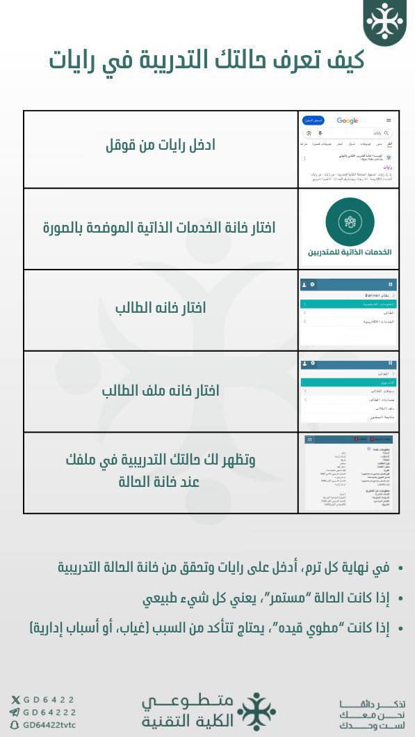 🔅موضح بالصورة كيف تعرف
 حالتك الاكاديمية عبر موقع رايات

(..)

#التدريب_التقني #الكلية_التقنية