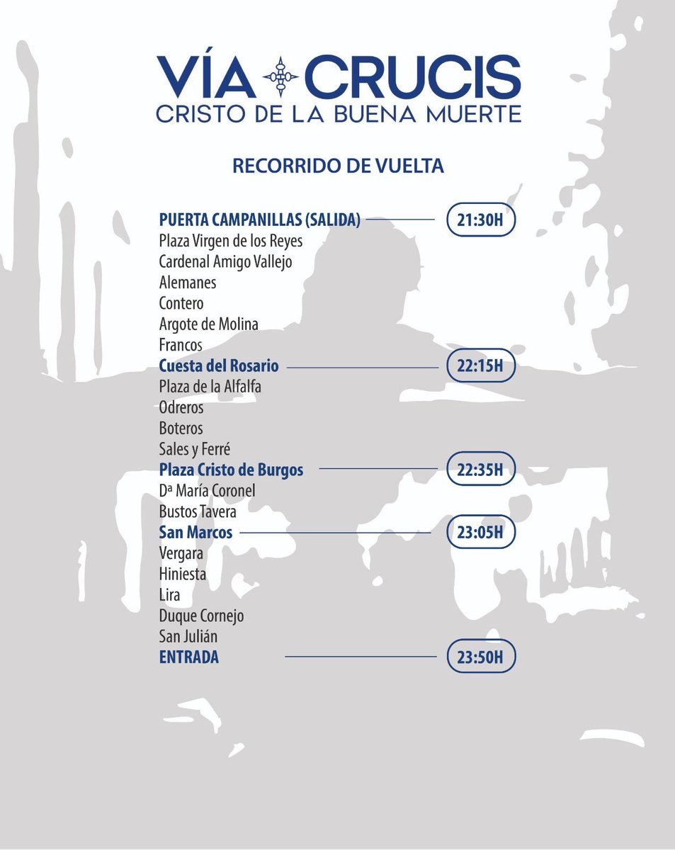 🟣 Actualidad | Horario e itinerario del Vía Crucis Cuaresmal 2026, que será presidido por el Stmo. Cristo de la Buena Muerte de la Hermandad de la Hiniesta el próximo día 23.

✝️ <a href="/HdadHiniesta/">Hermandad de La Hiniesta</a>

#SoydelaHiniesta #BuenaMuerte #ViaCrucisSevilla2026 #SSantaSevilla26 #TDSCofrade