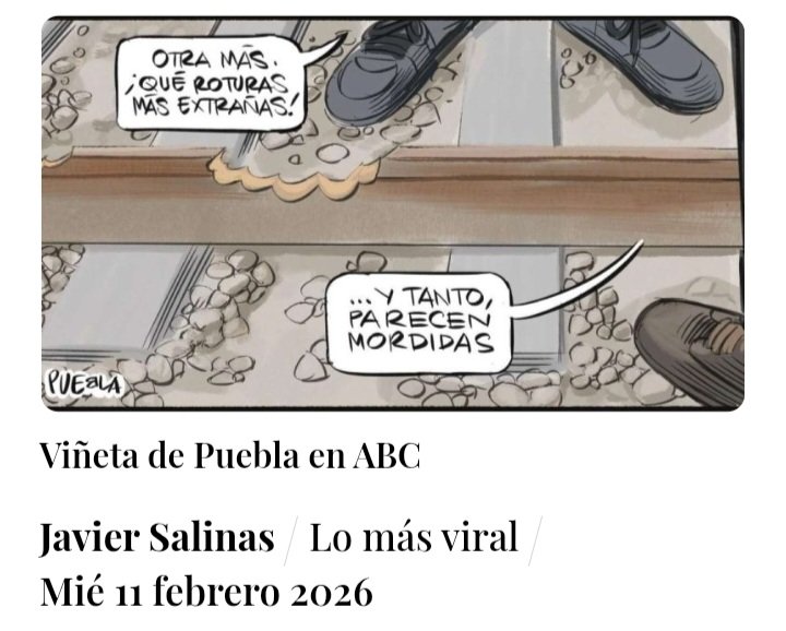 🔴Circula que el motivo de la Salida del Viñetista Puebla de <a href="/abc_es/">ABC.es</a>, es por su Viñeta que habrá sentado muy mal en <Moncloaca>

¿Puede éste periódico, con marcado giro A-2030, explicar los motivos? 

Si el silencio es la respuesta, sin dudas fueron órdenes del Tirano Sánchez 🤑