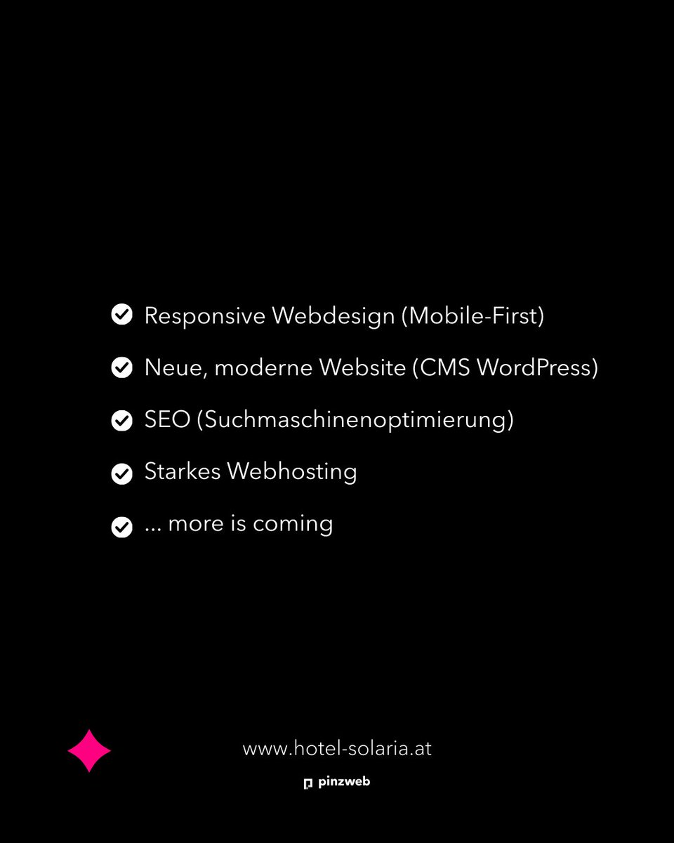 Pinzweb_at's tweet photo. 🏔️ Hotel Solaria – Urlaub digital erlebbar 🏔️
Für das Hotel Solaria haben wir einen modernen, einladenden Webauftritt umgesetzt – klar strukturiert und perfekt auf die Bedürfnisse der Gäste abgestimmt.
Jetzt entdecken: https://t.co/GsFuOCxCue
#webdesign #referenz #hotel https://t.co/GK1BhkczdQ
