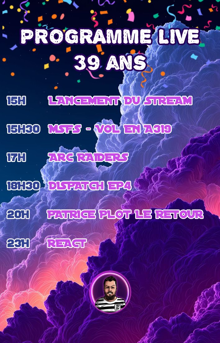 Aujourd'hui, c'est un jour spécial donc rendez-vous 15h pour fêter ça les potes ♥ twitch.tv/panpanqqoh