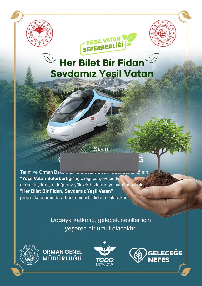 tren kullanip fidan dikimine sebep oldugum icin cokmutluyum
