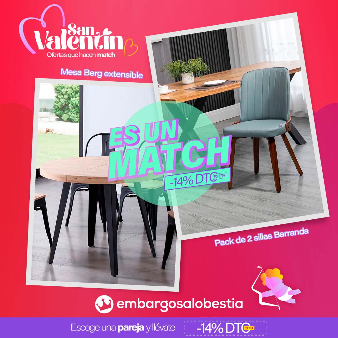 ¿Crees en los flechazos? 😍​Nosotros sí! del 𝐝𝐞𝐥 𝟏𝟑 𝐚𝐥 𝟏𝟓 de febrero celebra #SanValentín en #Embargosalobestia con nuestras ofertas que hacen match 💘​
Por cada pareja de productos te descontamos -𝟏𝟒% ​💞​ Encuentra todas las ofertas aquí 👉​bit.ly/4rcEMiJ