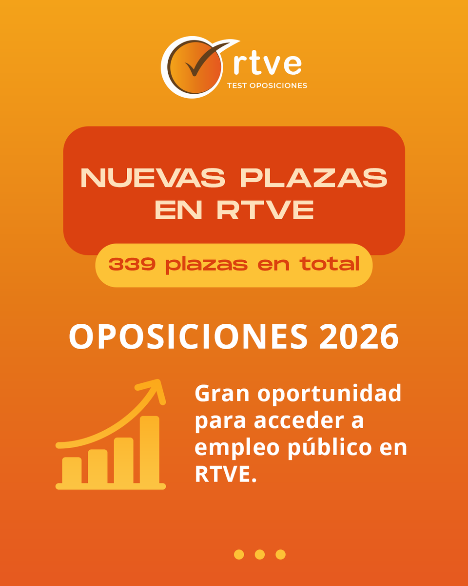 OposicionesRtve's tweet photo. 🚨📢 NUEVAS PLAZAS EN RTVE
🔹 339 PLAZAS EN TOTAL
🔹 173 NUEVOS puestos publicados para la próxima convocatoria 1/2025 (consulta ocupaciones)
Prepárate con nosotros:
✔️ Simulacros reales ✔️ Test actualizados
✔️ Temario específico
#OposicionesRTVE #RTVE2026 #Oposiciones2026 https://t.co/5TKnqocaJv