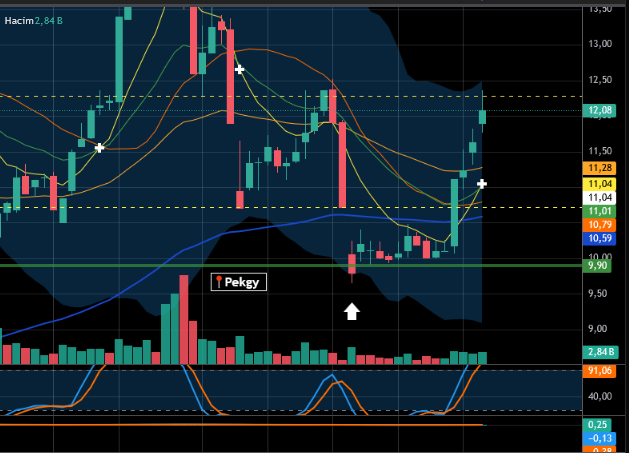 #PEKGY 
📍12.09
📍+%3.96
📍Direnci görüyoruz ve oraya temas edip satış yedi.
📍Ne dedik sabır... Ne yaptılar umutsuzluğa kapılıp 10.0 bandında sattılar.
📍Bereketli olsun.
📍YTD