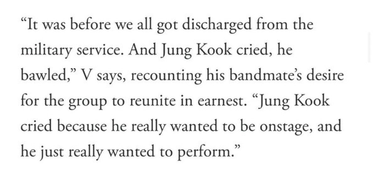 jungkovtae's tweet image. 🐻:Jung Kook cried because he really wanted to be onstage, and he just really wanted to perform.”

Nooooo😭😭😭