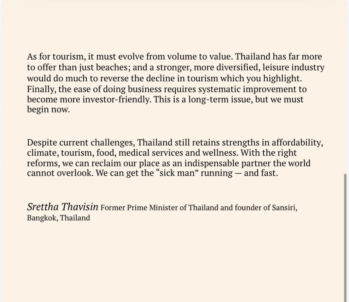 Thavisin's tweet photo. เราไม่จำเป็นต้องเป็น “คนป่วย” ของเอเชีย https://t.co/6B61YfamL2